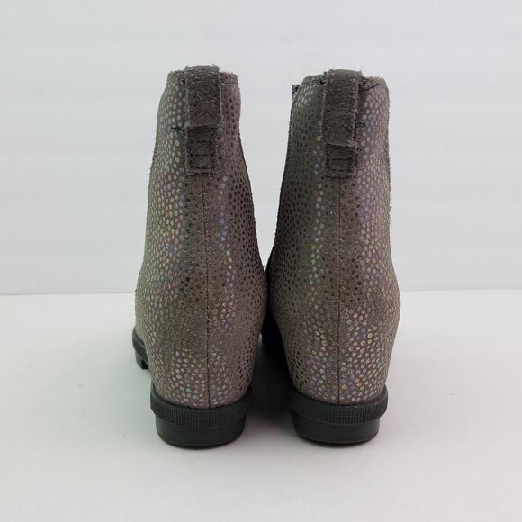 Sorel Joan Of Arctic Girls Size 3Y Gray Suede Hidden Wedge Chelsea Booties Boots - Picture 7 of 11